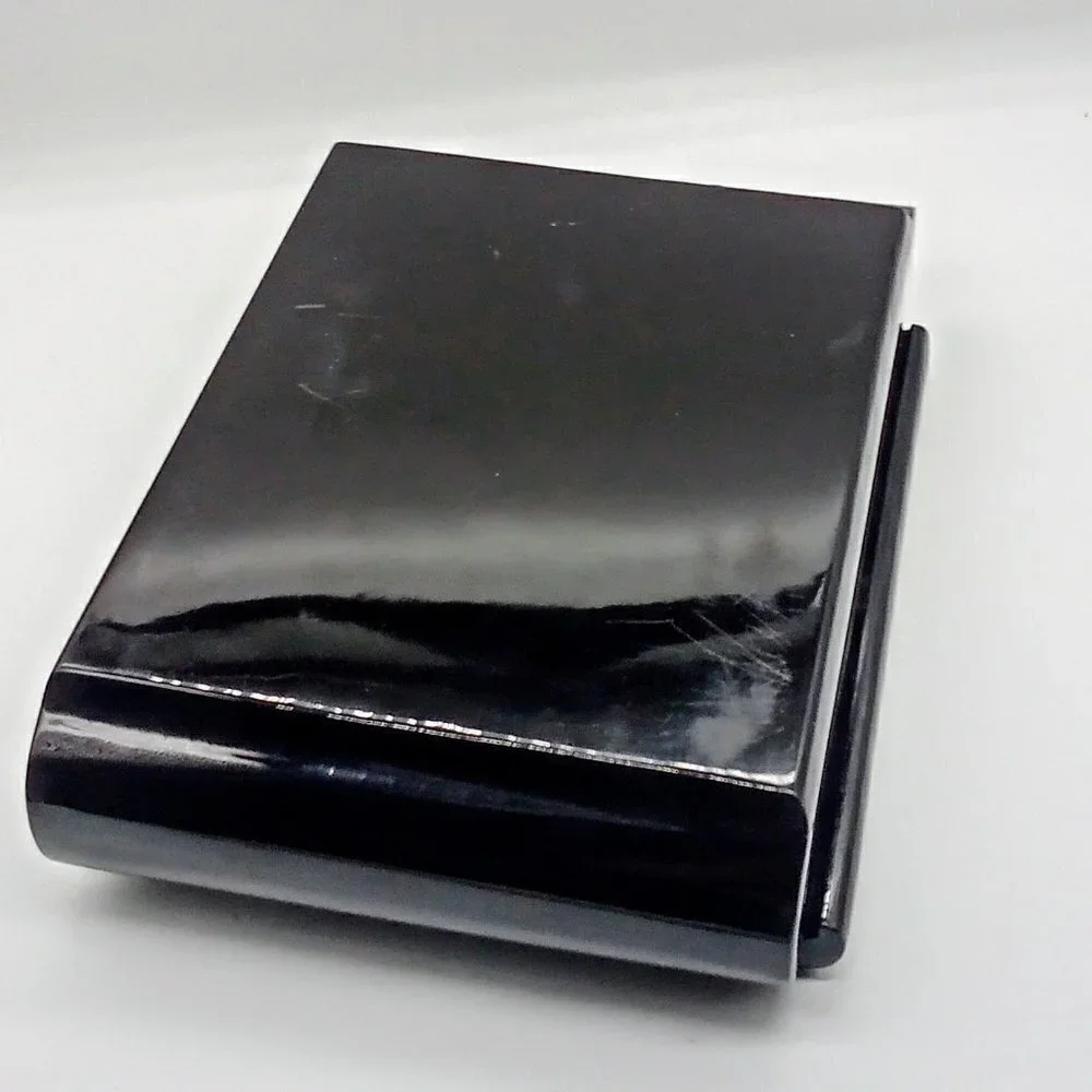 Black Lacquer Mother-of-Pearl Inlay Rolled Edge Jewelry Box